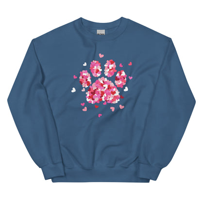 Pink Paw Print of Hearts Crewneck Sweatshirt