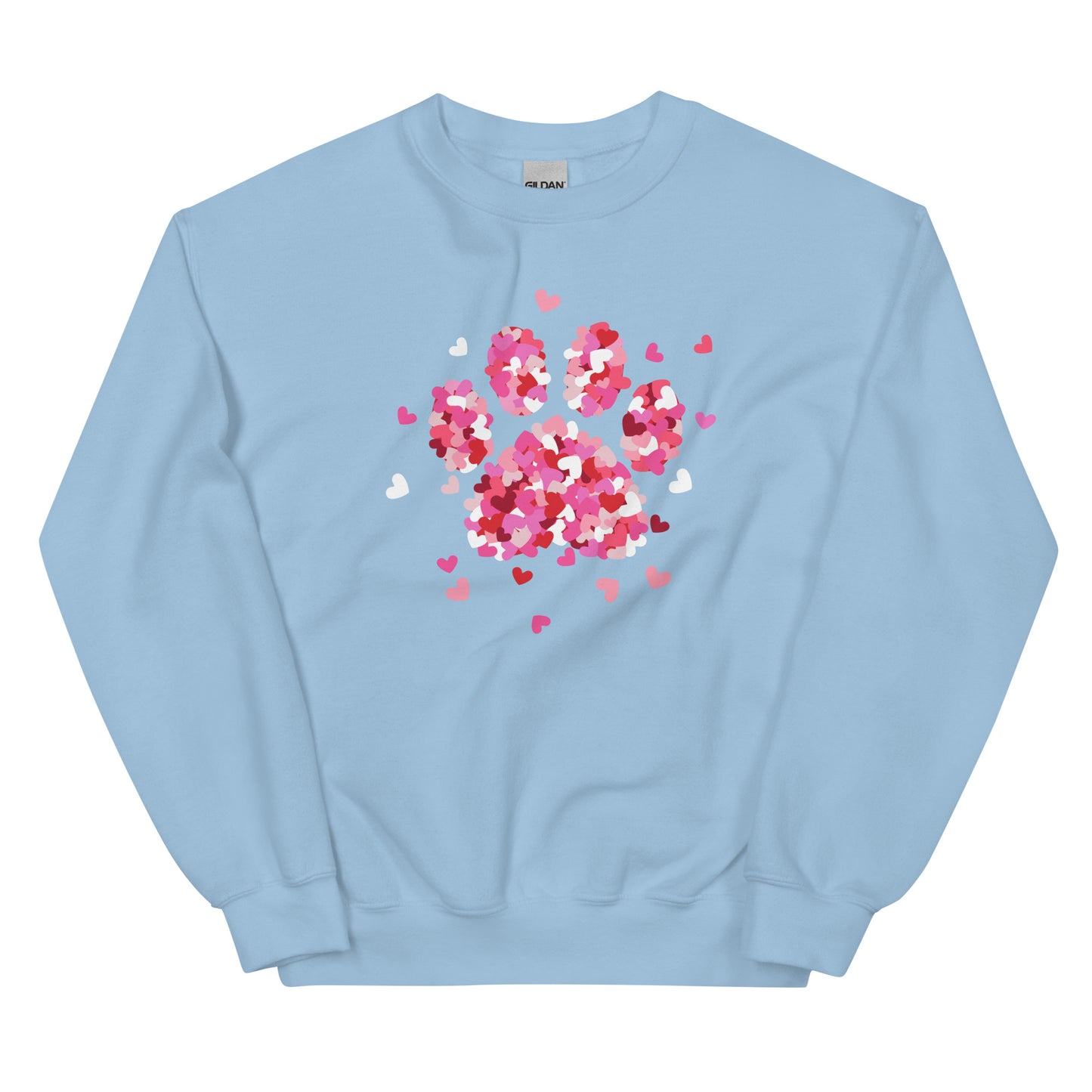 Pink Paw Print of Hearts Crewneck Sweatshirt