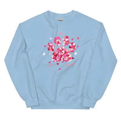 Pink Paw Print of Hearts Crewneck Sweatshirt