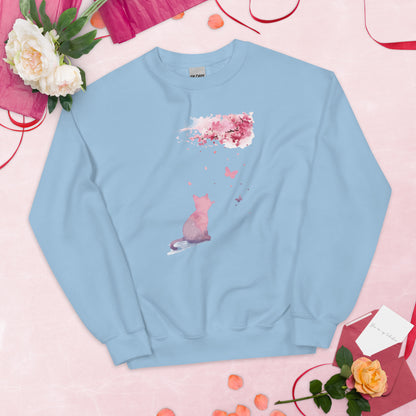 Cherry Blossom Kitten Crewneck Sweatshirt