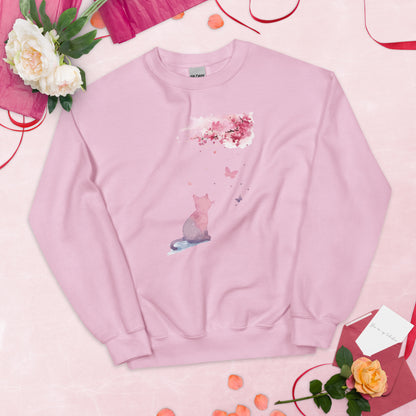 Cherry Blossom Kitten Crewneck Sweatshirt