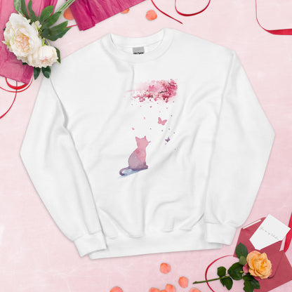 Cherry Blossom Kitten Crewneck Sweatshirt