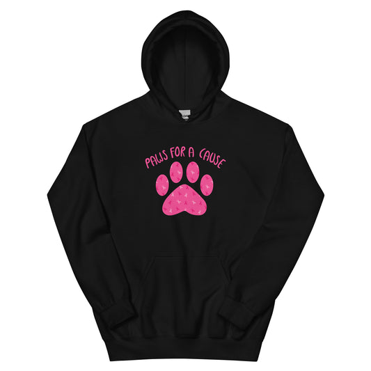 Paws For A Cause Pink Ribbon Paw Print Hoodie