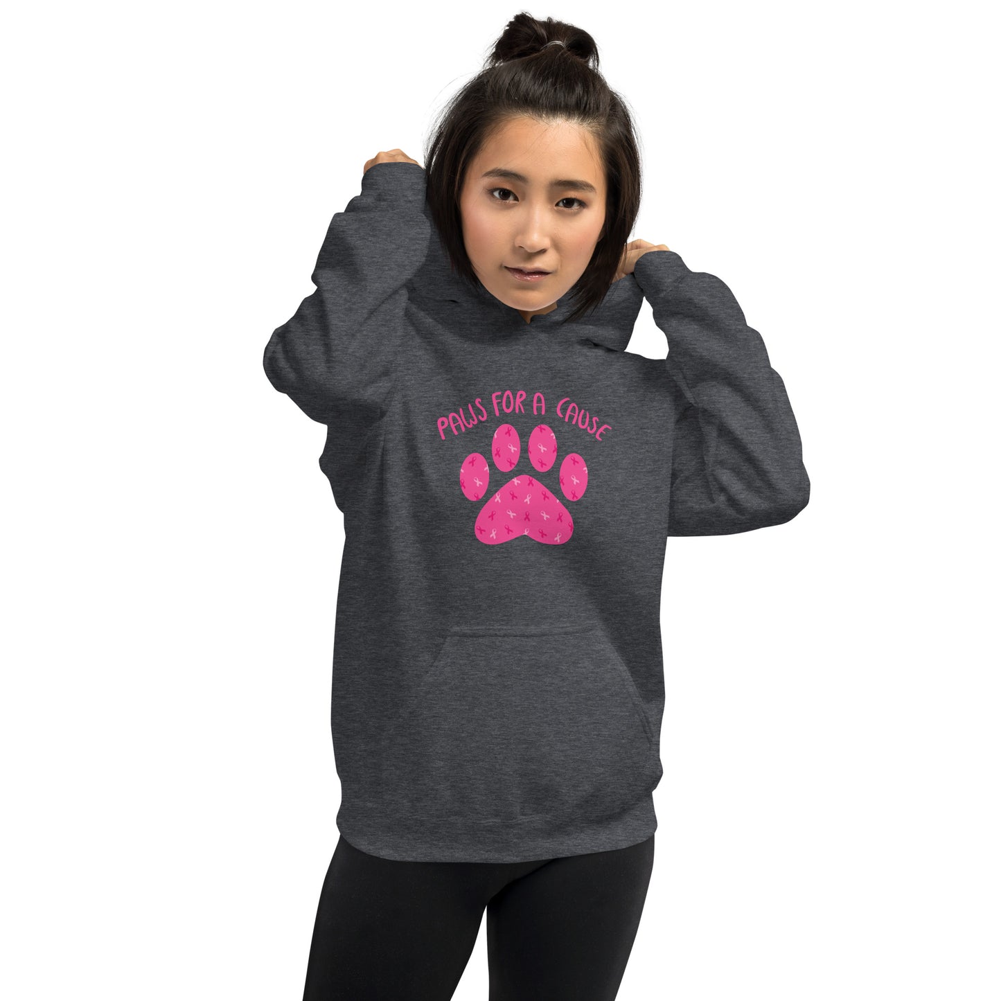 Paws For A Cause Pink Ribbon Paw Print Hoodie