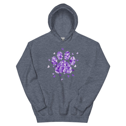 Purple Paw Print of Hearts Hoodie