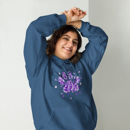 Purple Paw Print of Hearts Hoodie