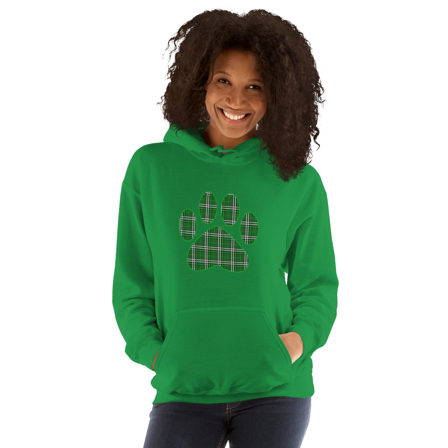 St. Patty's Paw Print Plaid Hoodie