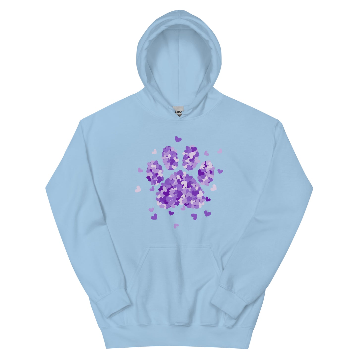 Purple Paw Print of Hearts Hoodie