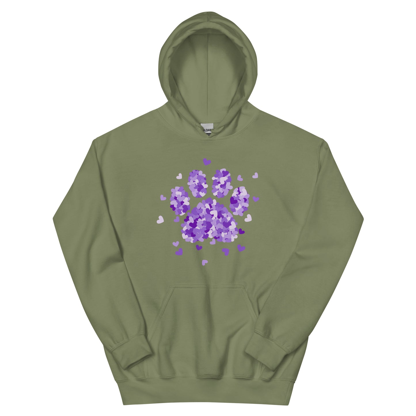 Purple Paw Print of Hearts Hoodie