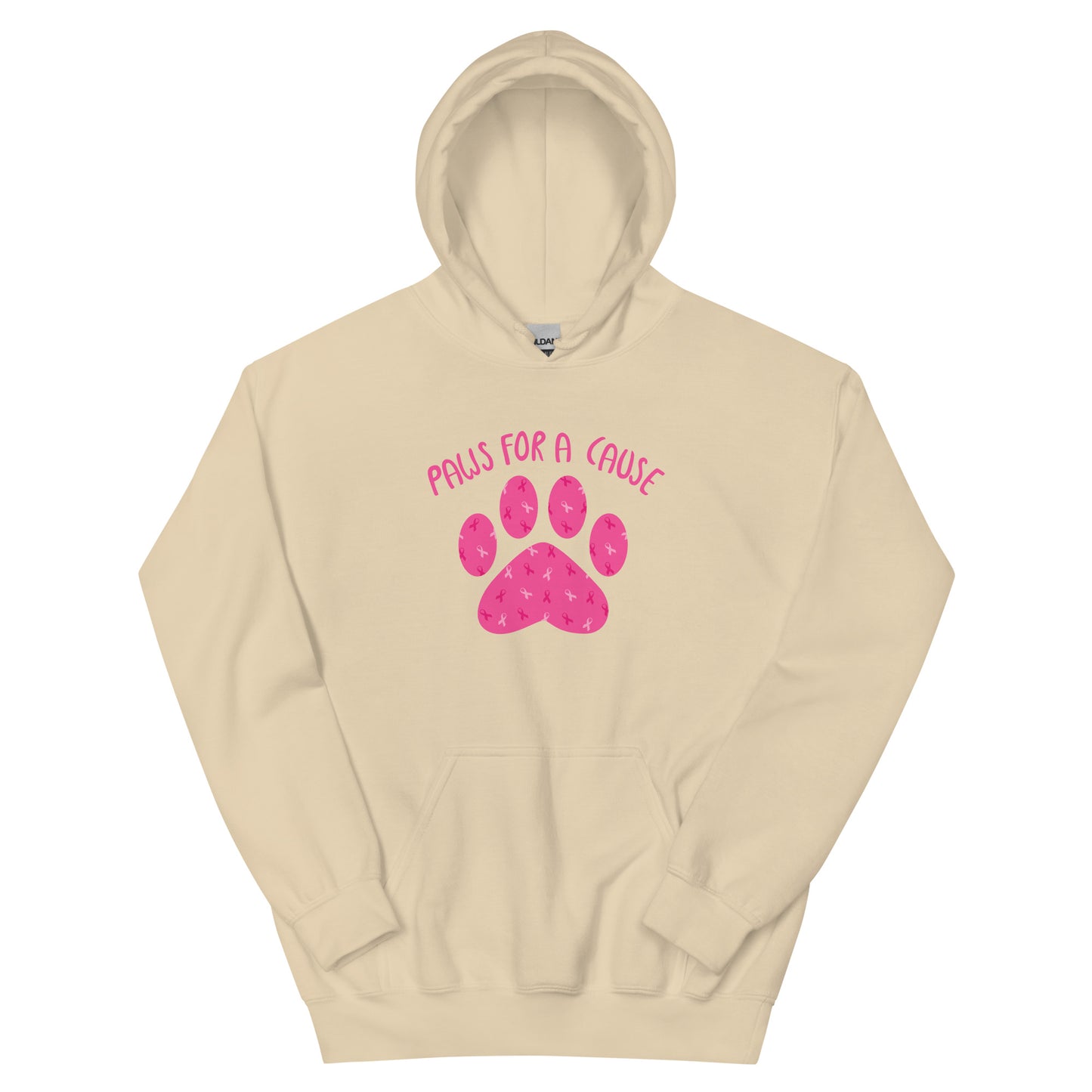 Paws For A Cause Pink Ribbon Paw Print Hoodie