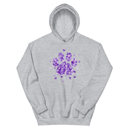 Purple Paw Print of Hearts Hoodie