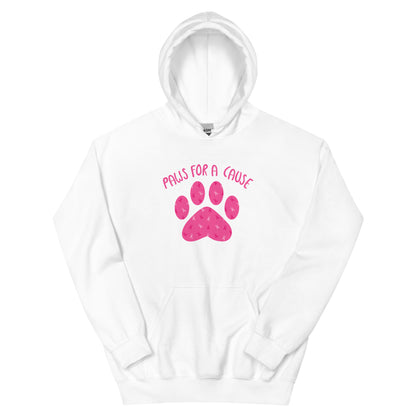 Paws For A Cause Pink Ribbon Paw Print Hoodie