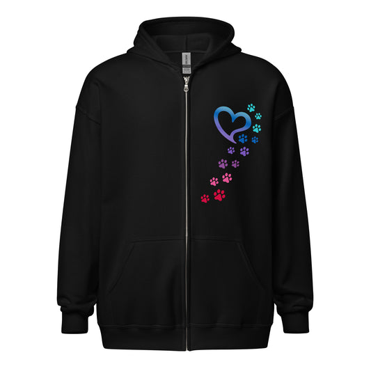 Rainbow Paws To My Heart Heavy Blend Zip Hoodie