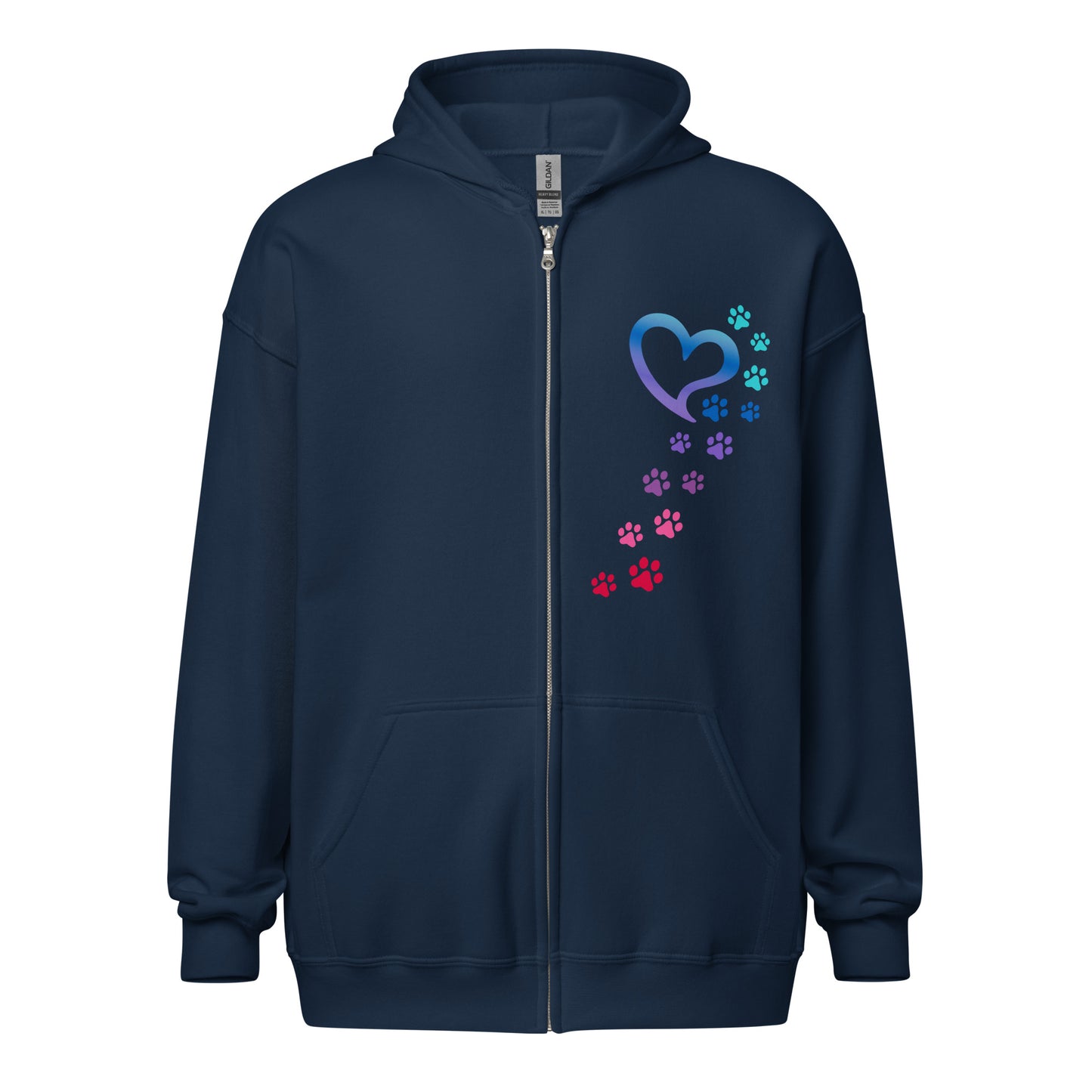 Rainbow Paws To My Heart Heavy Blend Zip Hoodie