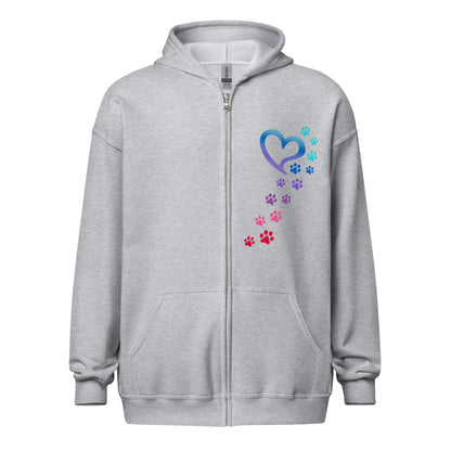 Rainbow Paws To My Heart Heavy Blend Zip Hoodie