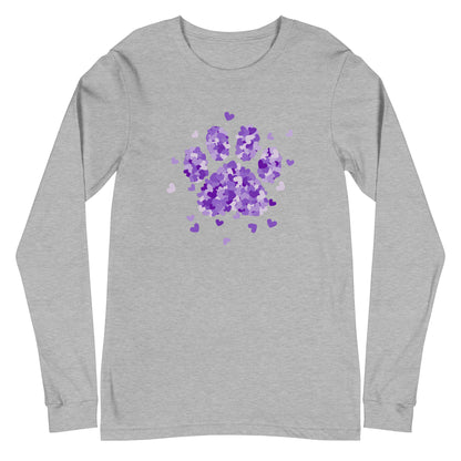 Purple Paw Print of Hearts Long Sleeve Tee