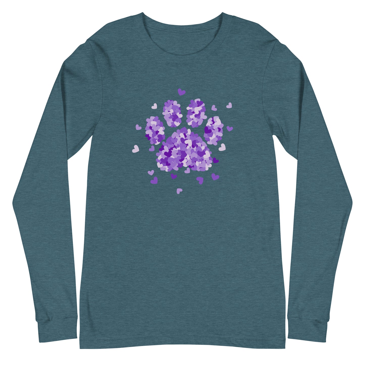 Purple Paw Print of Hearts Long Sleeve Tee