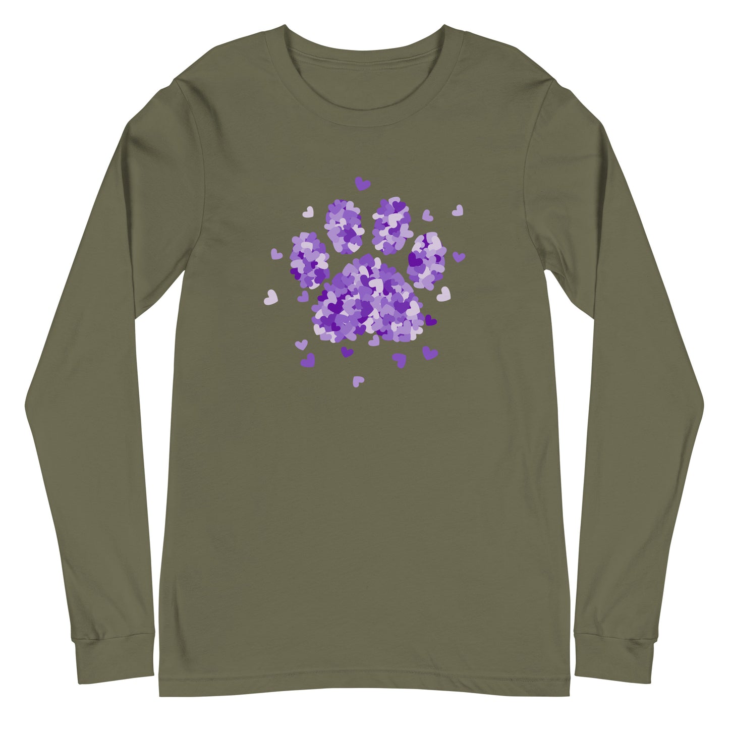 Purple Paw Print of Hearts Long Sleeve Tee