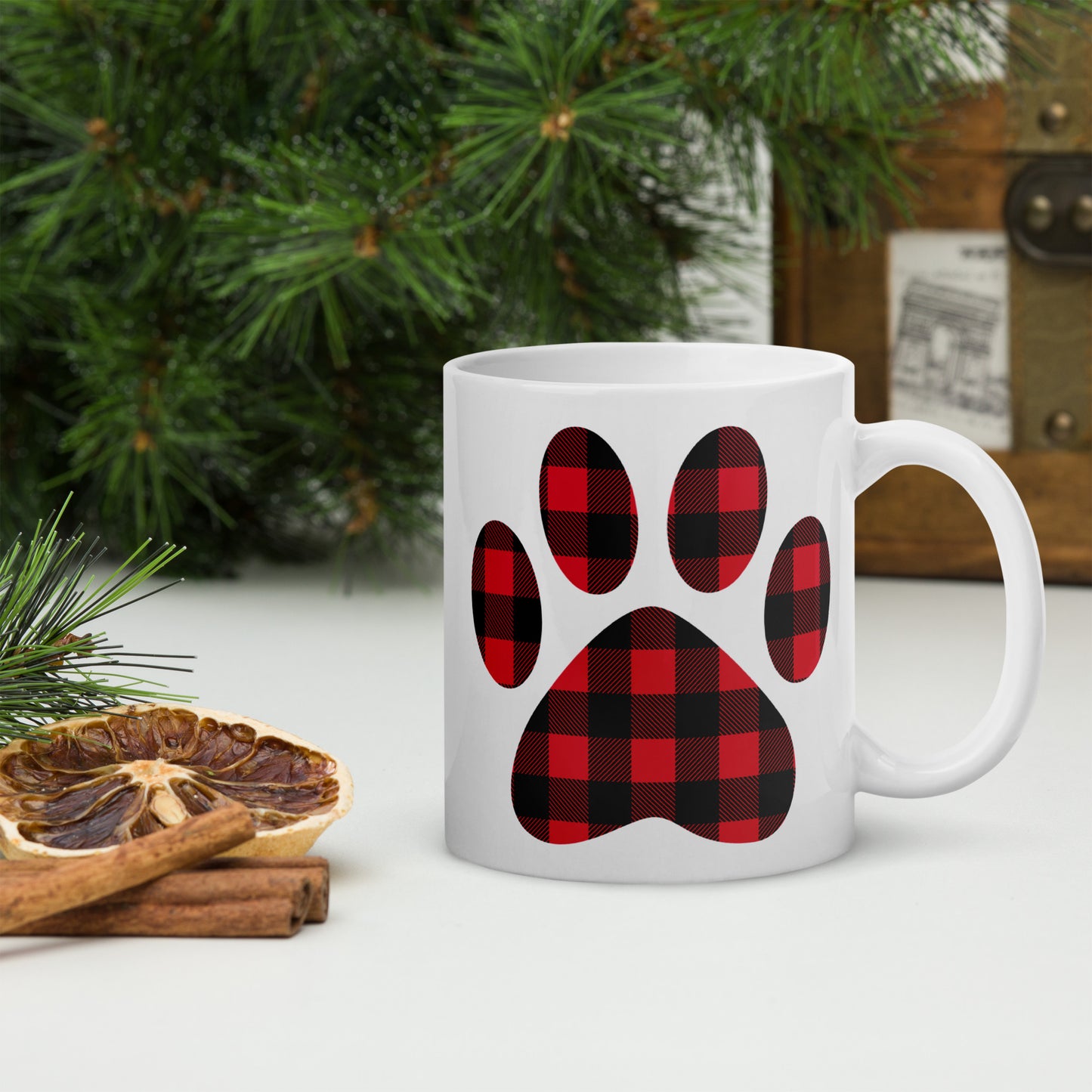 Gingham Paw Print Mug