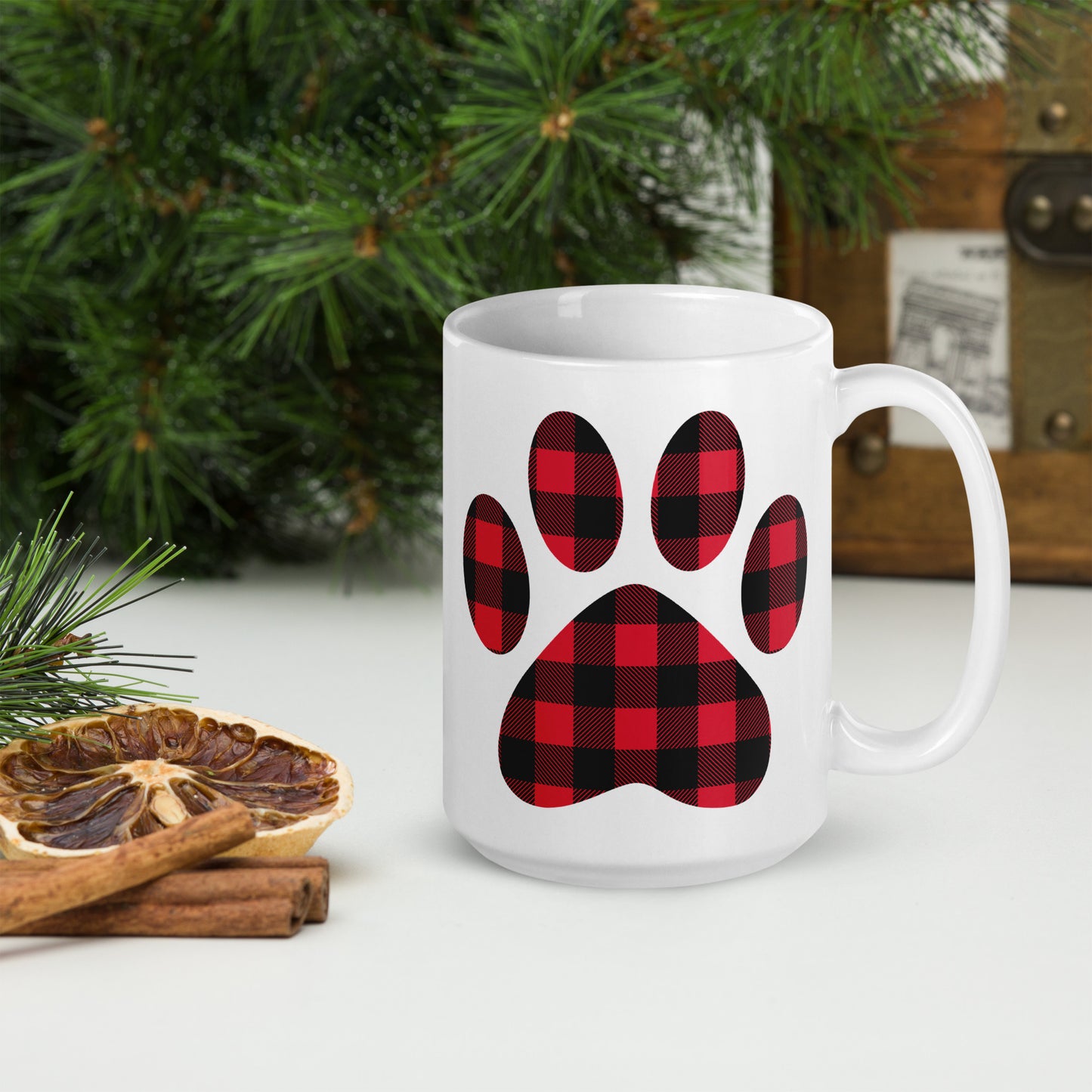 Gingham Paw Print Mug