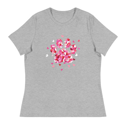 Pink Paw Print of Hearts Women's Relaxed T-Shirt