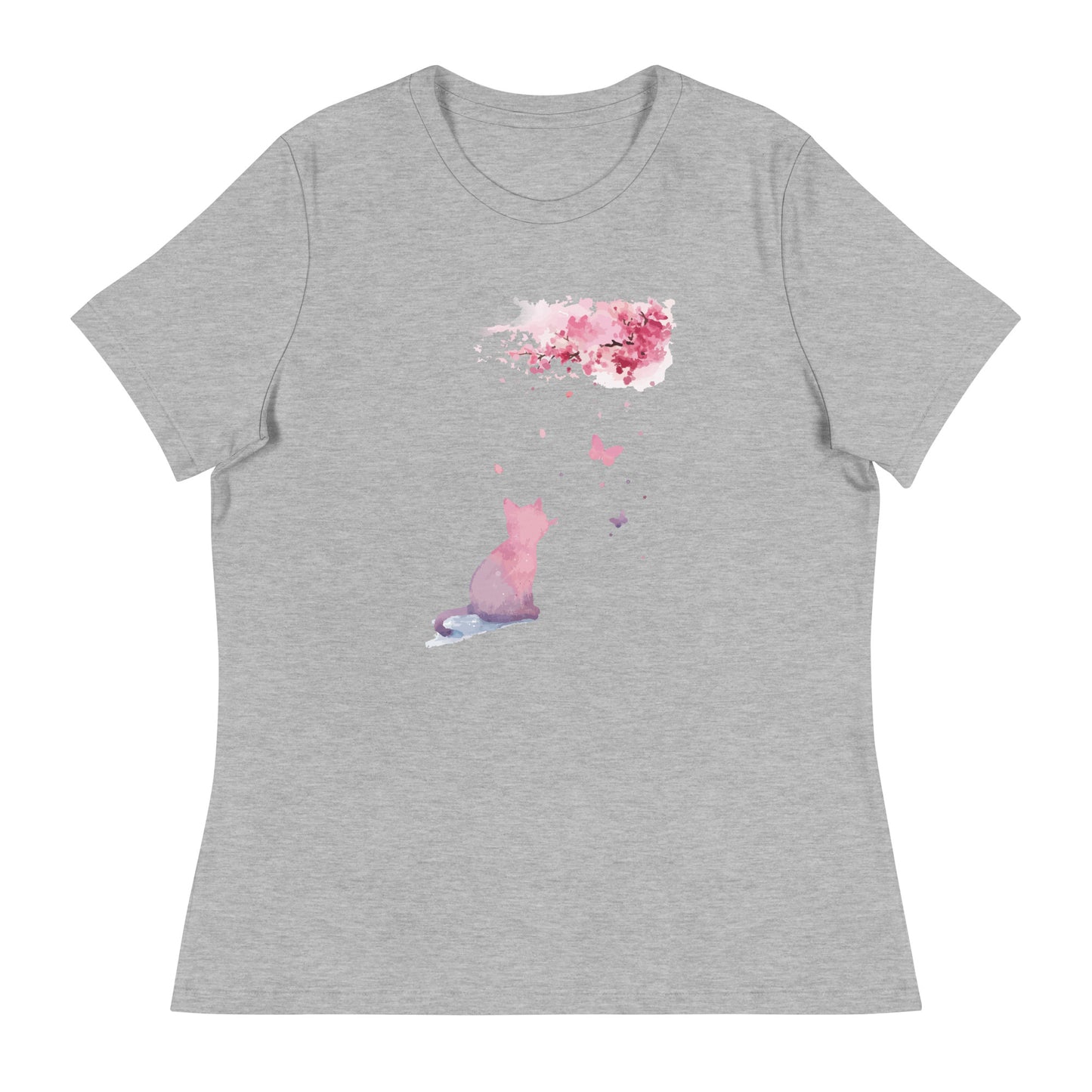 Cherry Blossom Kitten Women's Relaxed T-Shirt