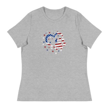 Star Spangled Paw Print Love Women's Relaxed T-Shirt