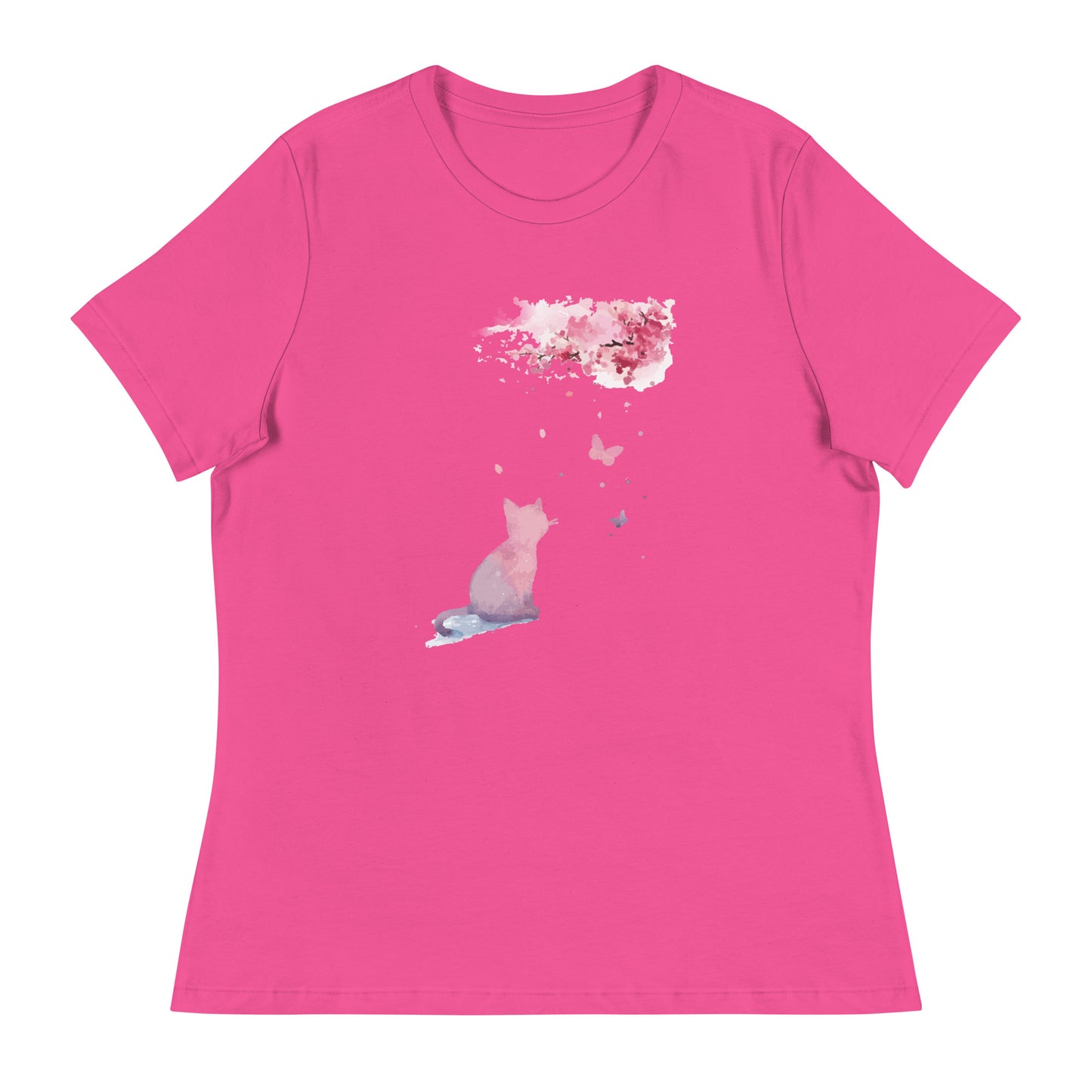 Cherry Blossom Kitten Women's Relaxed T-Shirt