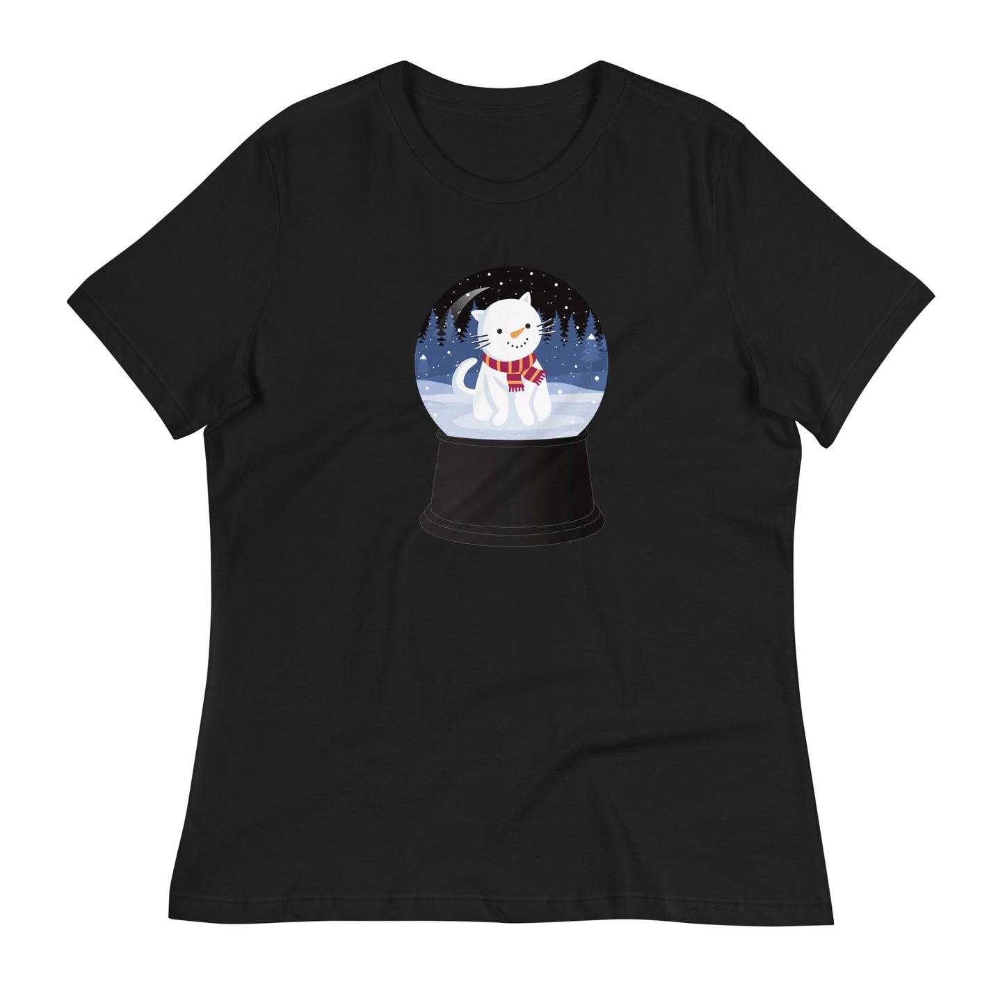 Snowman Kitty Snow Globe Women's Relaxed T-Shirt