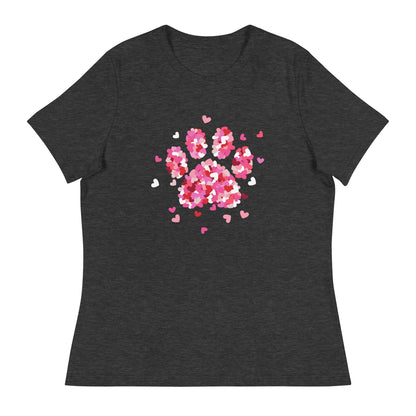 Pink Paw Print of Hearts Women's Relaxed T-Shirt