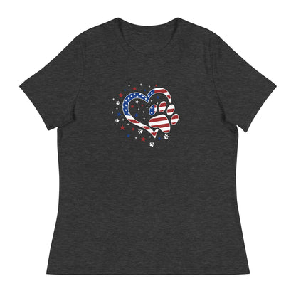 Star Spangled Paw Print Love Women's Relaxed T-Shirt