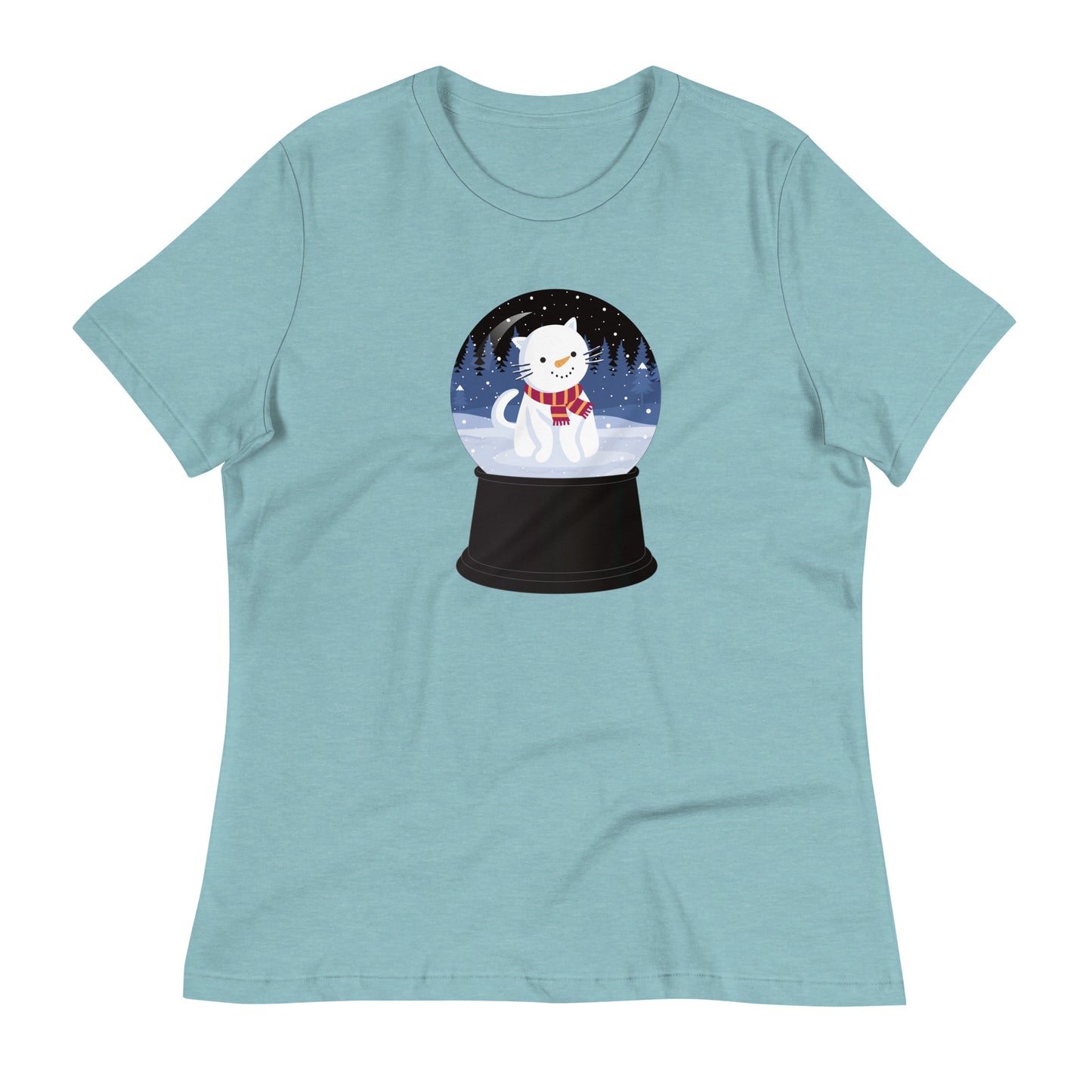 Snowman Kitty Snow Globe Women's Relaxed T-Shirt