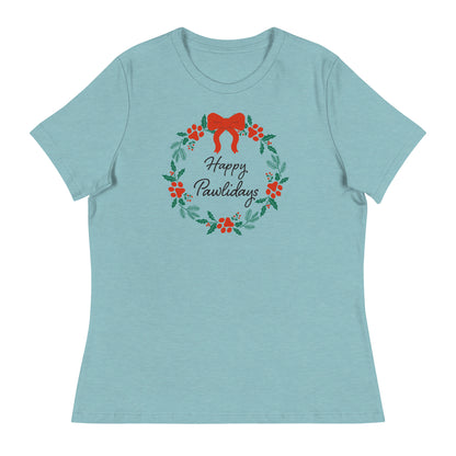 Happy Pawlidays Wreath Women's Relaxed T-Shirt