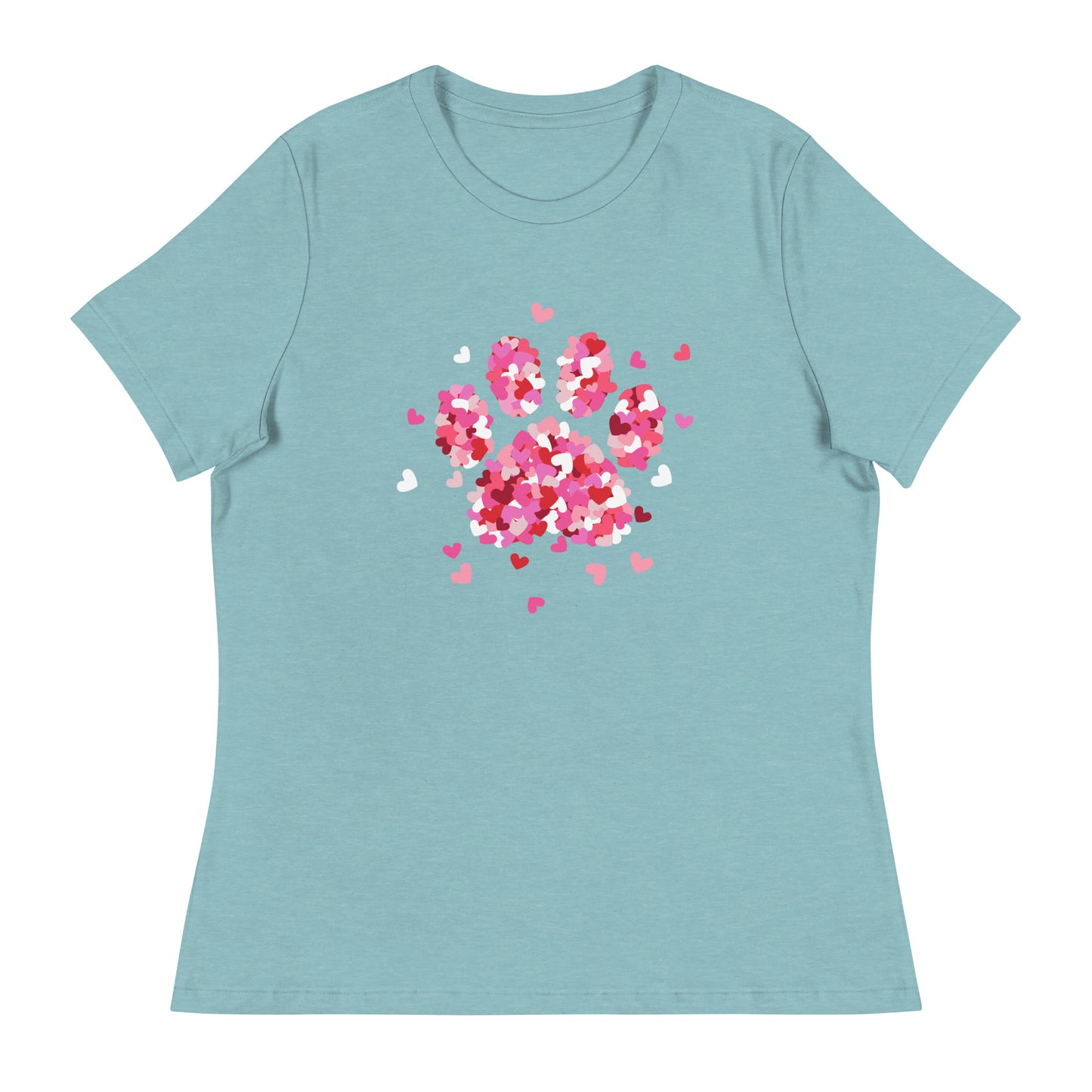 Pink Paw Print of Hearts Women's Relaxed T-Shirt