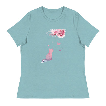 Cherry Blossom Kitten Women's Relaxed T-Shirt