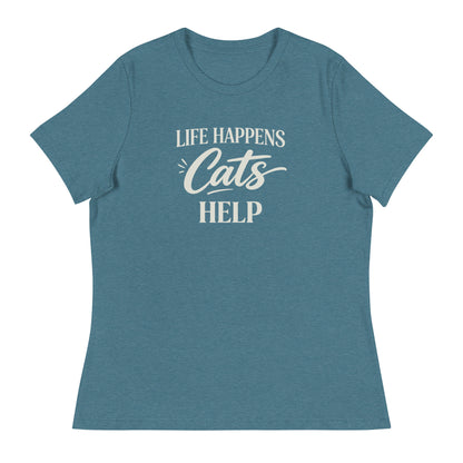Life Happens Cats Help Women's Relaxed T-Shirt