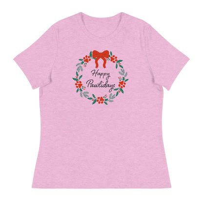 Happy Pawlidays Wreath Women's Relaxed T-Shirt