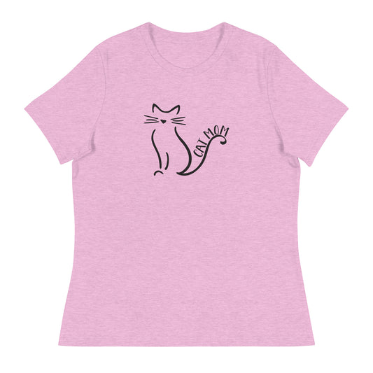 Cat Mom Outlined Women's Relaxed T-Shirt