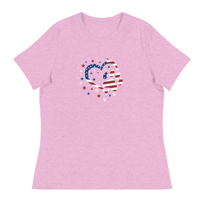 Star Spangled Paw Print Love Women's Relaxed T-Shirt