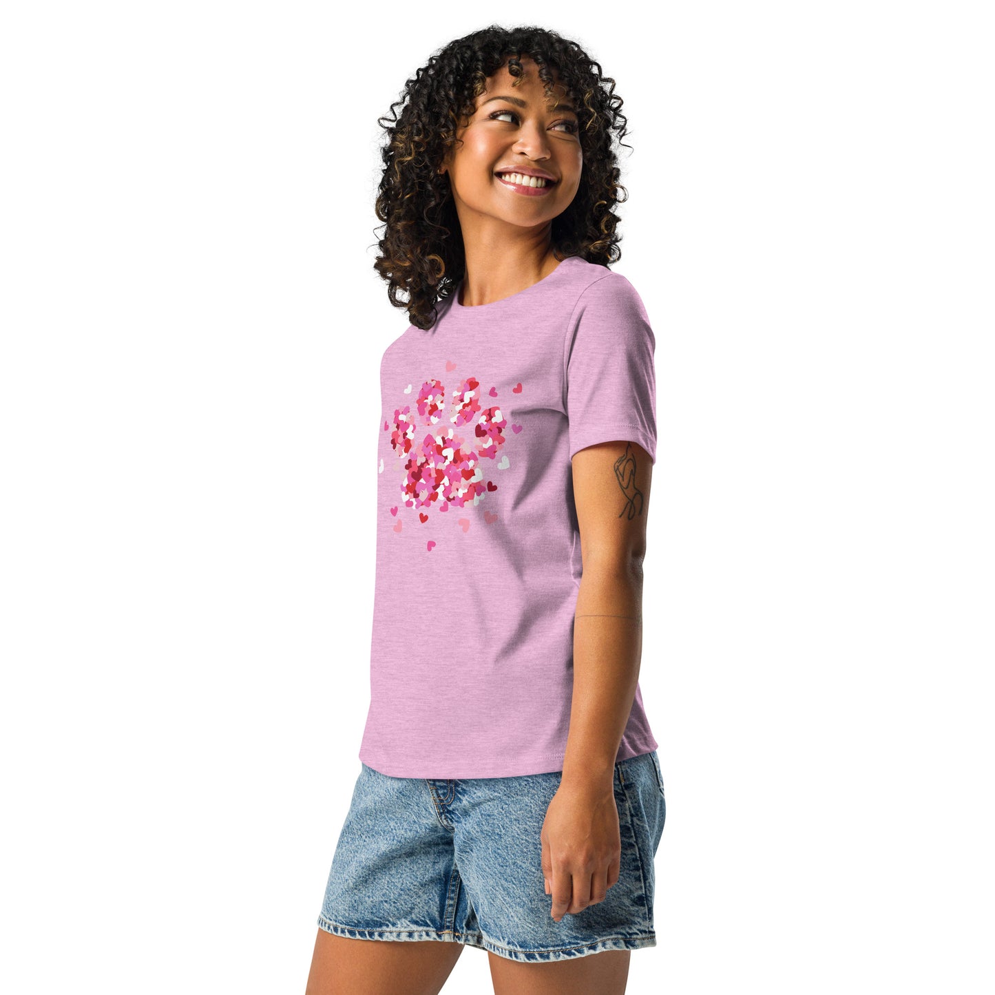 Pink Paw Print of Hearts Women's Relaxed T-Shirt