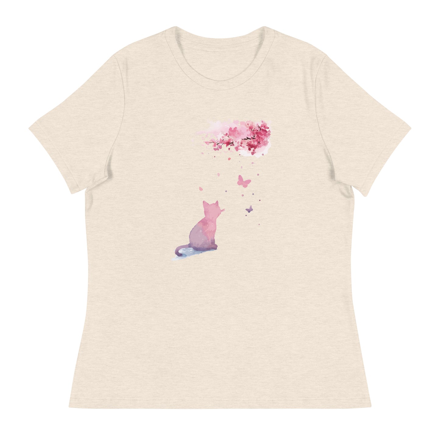 Cherry Blossom Kitten Women's Relaxed T-Shirt