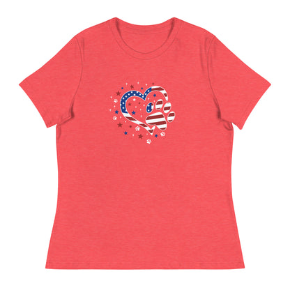 Star Spangled Paw Print Love Women's Relaxed T-Shirt