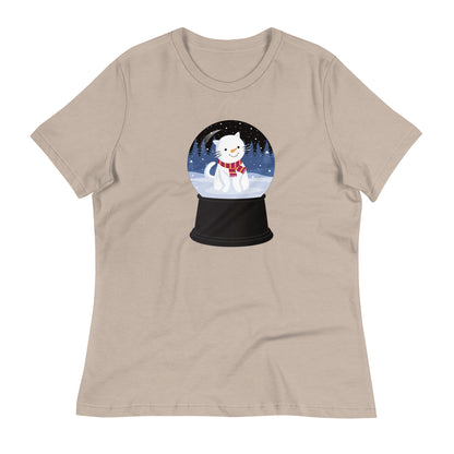 Snowman Kitty Snow Globe Women's Relaxed T-Shirt