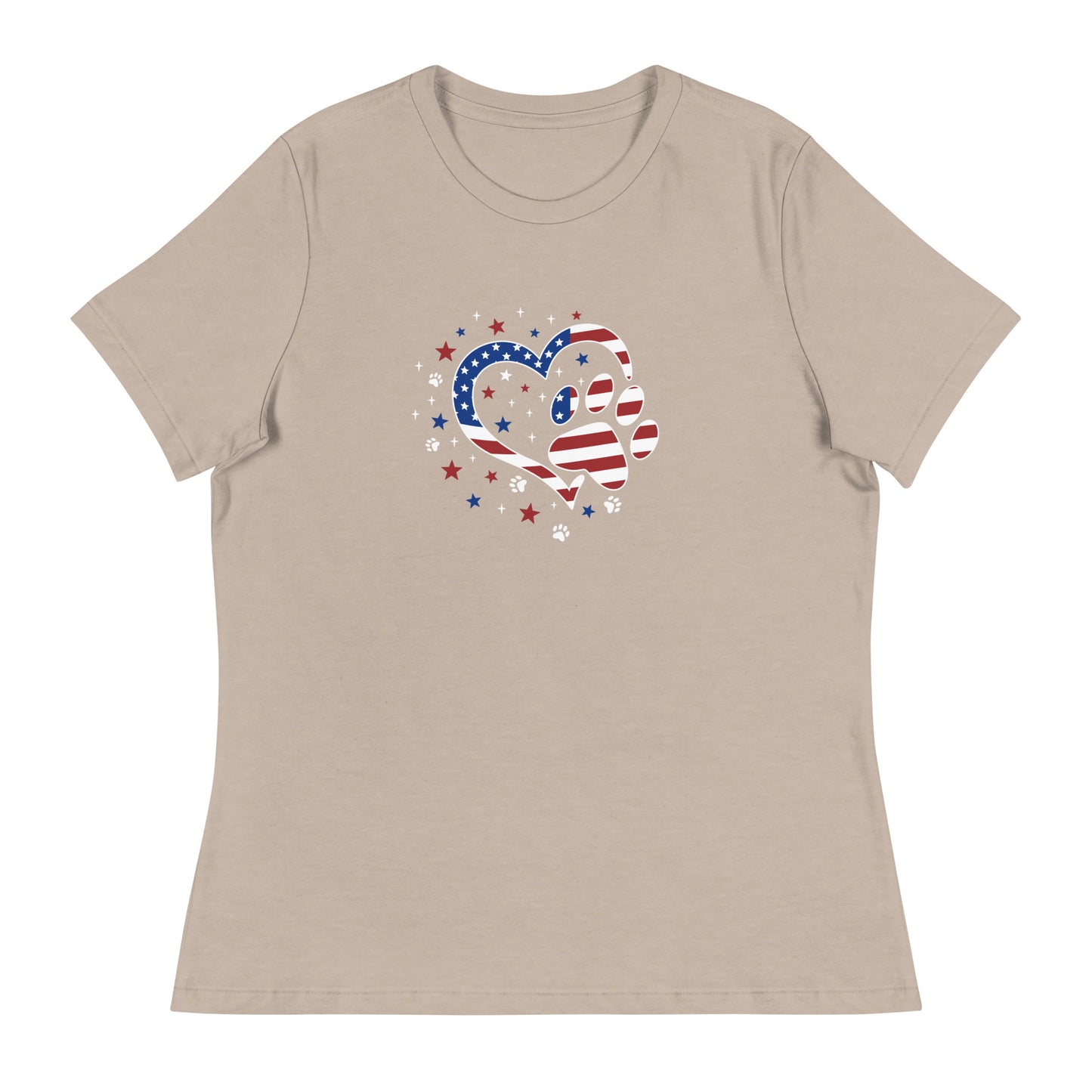 Star Spangled Paw Print Love Women's Relaxed T-Shirt