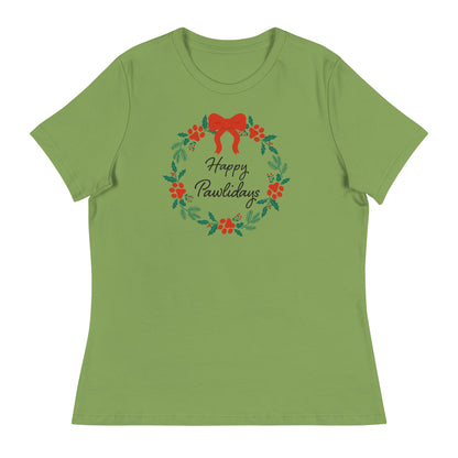 Happy Pawlidays Wreath Women's Relaxed T-Shirt