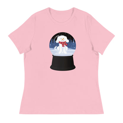 Snowman Puppy Snow Globe Women's Relaxed T-Shirt