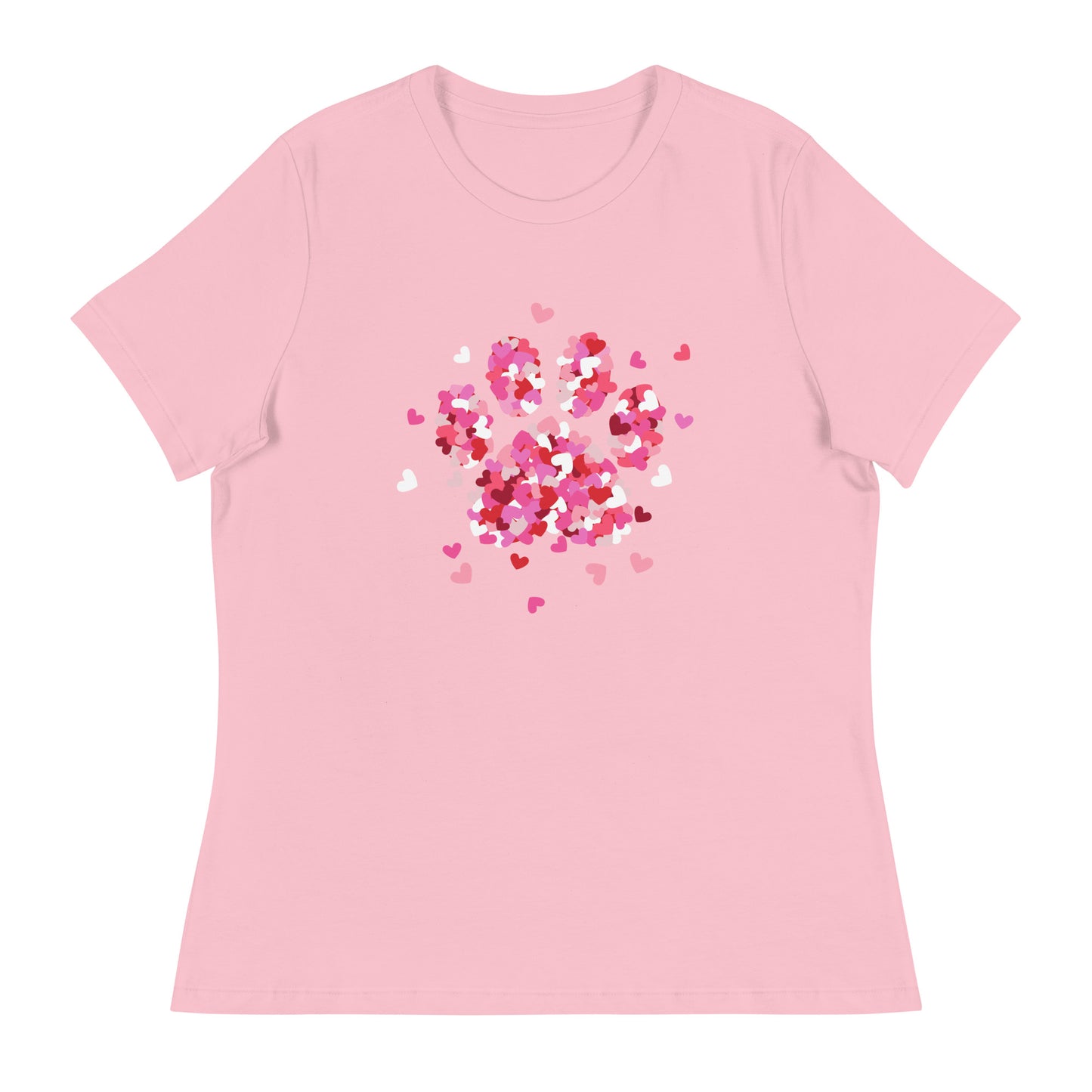 Pink Paw Print of Hearts Women's Relaxed T-Shirt