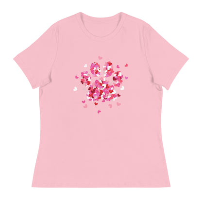 Pink Paw Print of Hearts Women's Relaxed T-Shirt