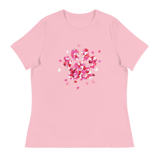 Pink Paw Print of Hearts Women's Relaxed T-Shirt