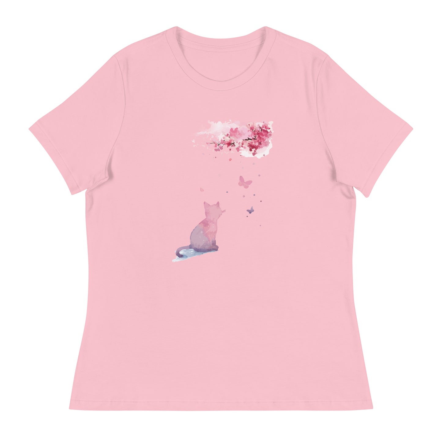 Cherry Blossom Kitten Women's Relaxed T-Shirt